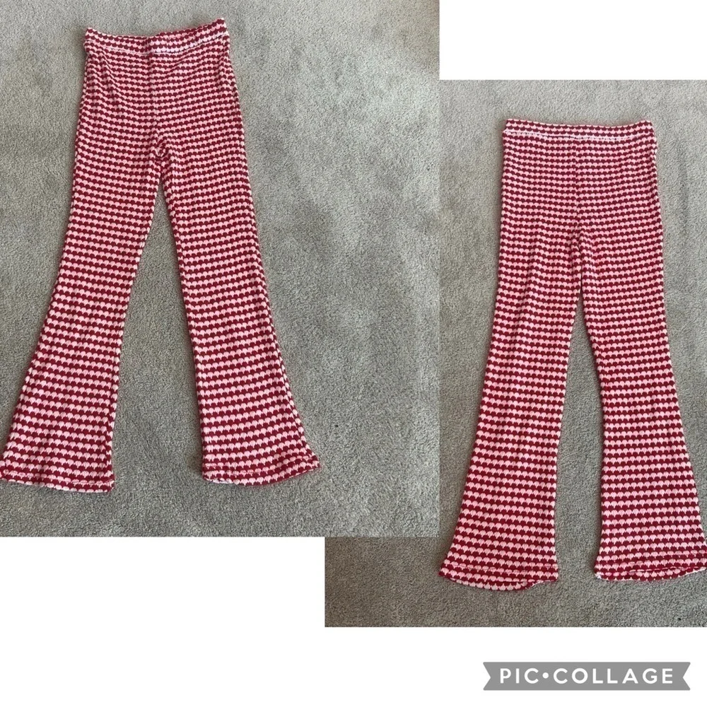Zara red white knit cropped peep hole halter top flare pants set NWOT stretchy🔥 - Picture 4 of 9
